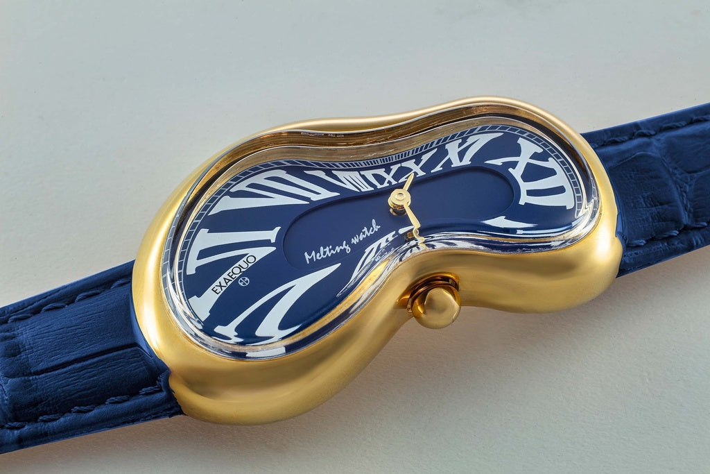 Exaequo Melting Watch SS PVD Gold, Dark Blue Dial