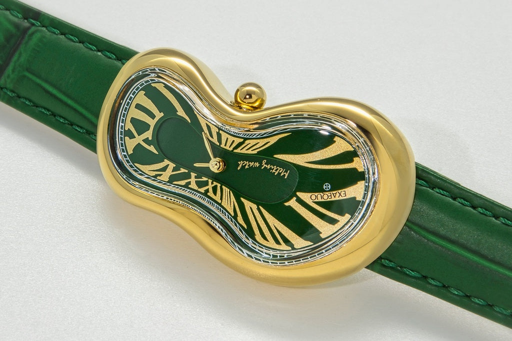 Exaequo Melting Watch SS PVD Gold, Green Dial