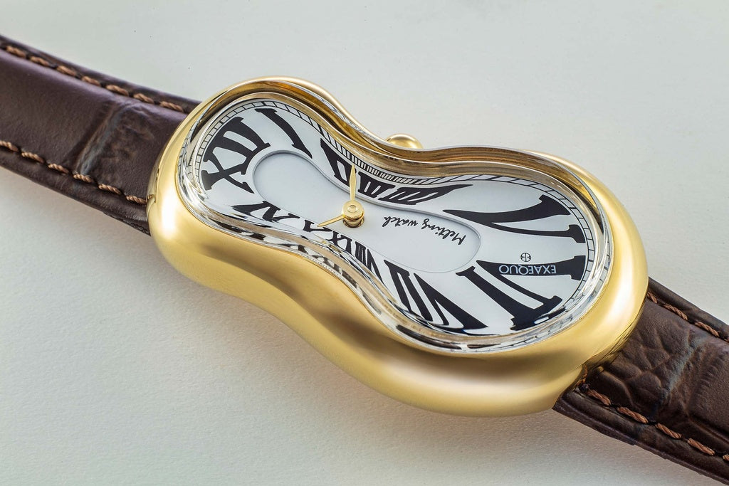 Exaequo Melting Watch SS PVD Gold, White Dial