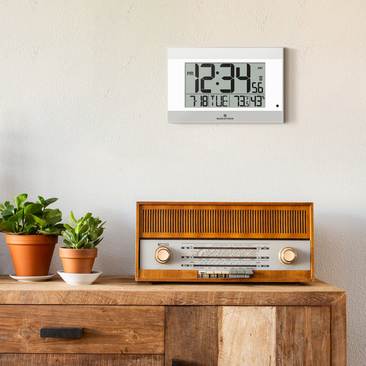 Marathon Self-Setting Digital Wall Clock with Auto Backlight