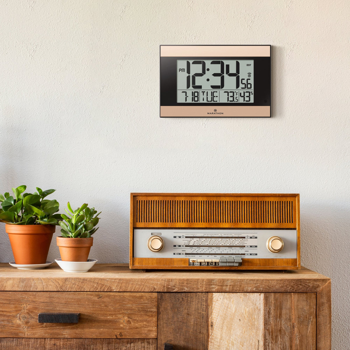 Marathon Self-Setting Digital Wall Clock with Auto Backlight