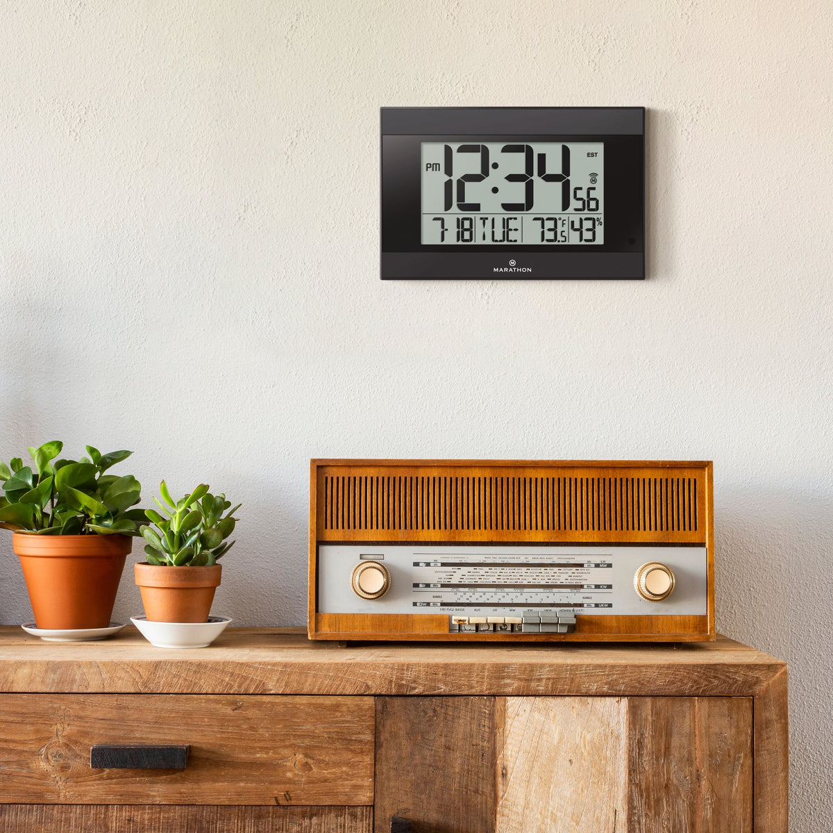 Marathon Self-Setting Digital Wall Clock with Auto Backlight