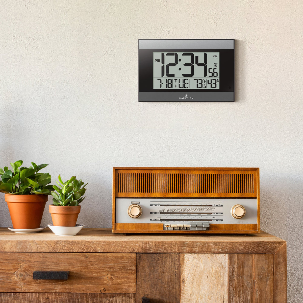 Marathon Self-Setting Digital Wall Clock with Auto Backlight