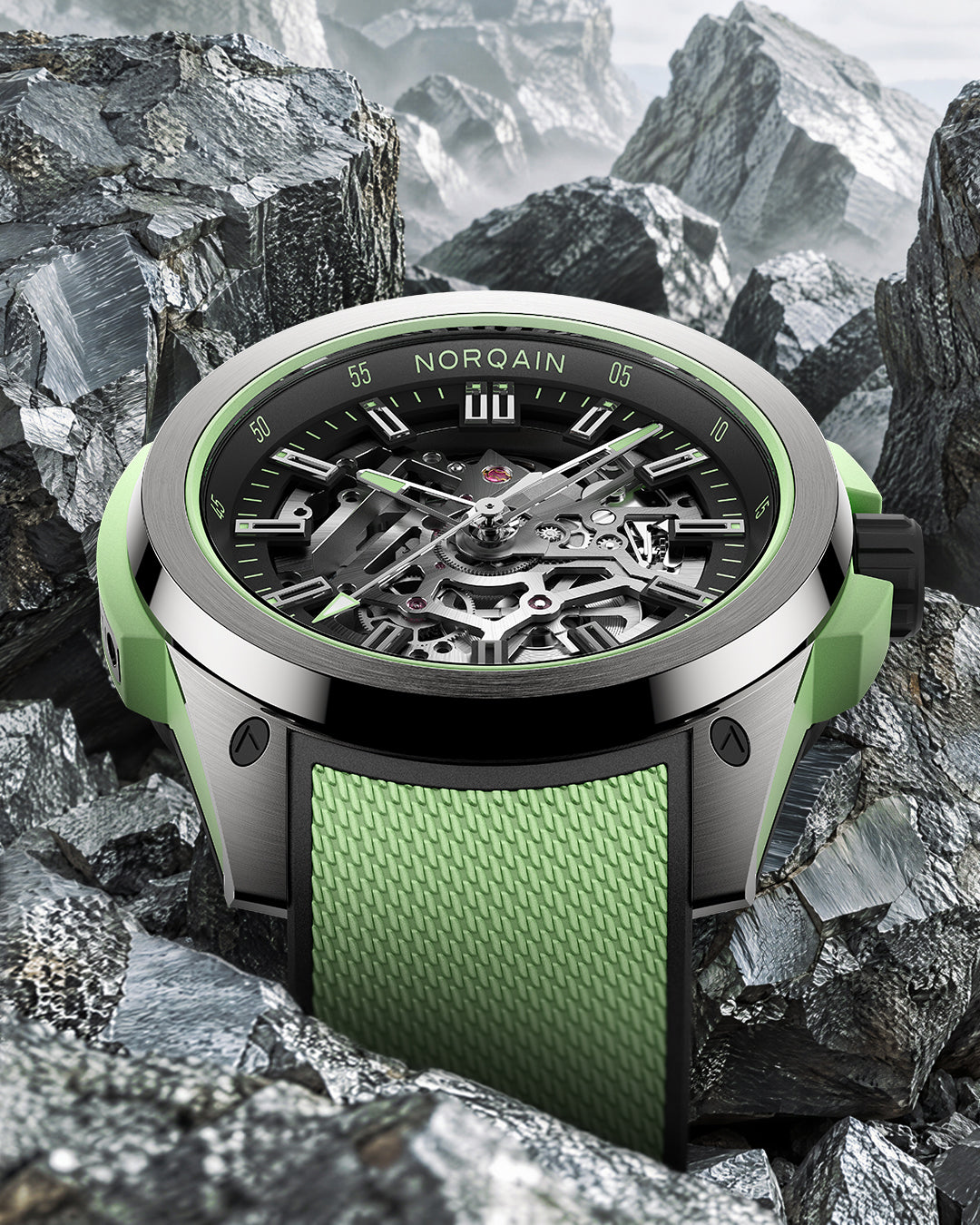 NORQAIN Wild ONE Skeleton Titanium Mint 42mm N3000.26T01.B01.R01