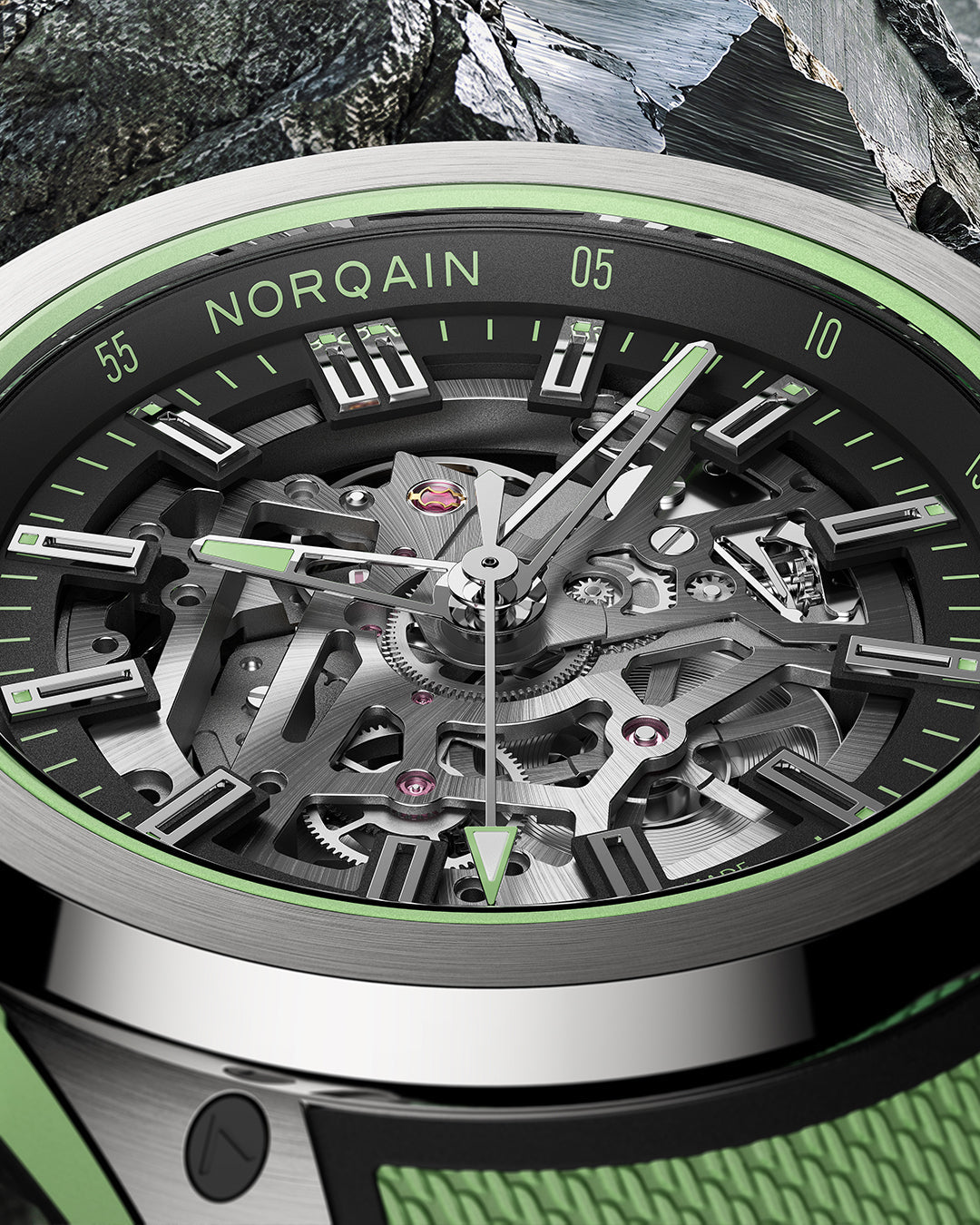 NORQAIN Wild ONE Skeleton Titanium Mint 42mm N3000.26T01.B01.R01