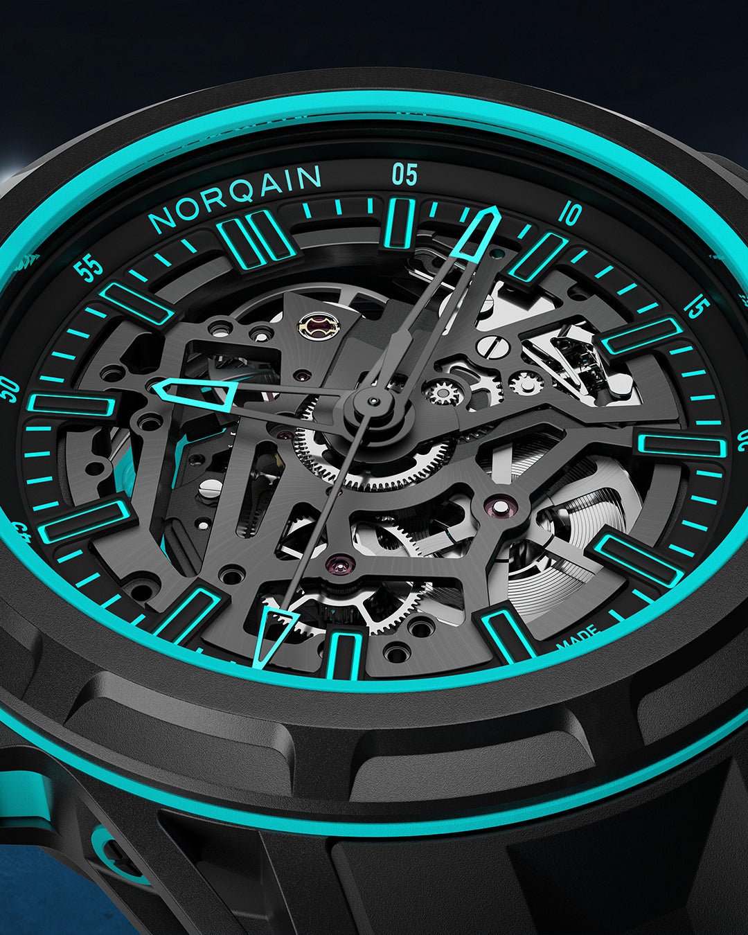 NORQAIN Wild ONE Skeleton X-Lite Turquoise 41mm N3003.26X02.B07.R01