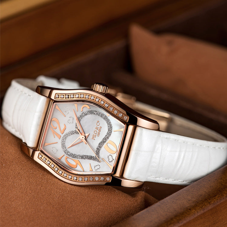 Allegra P0257DQGR watch with mother-of-pearl dial and diamond heart
