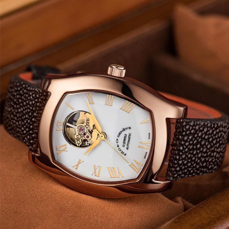 Open Heart Automatic Watch for Women with White Dial