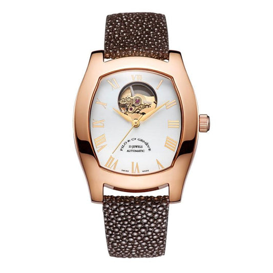 Open Heart Automatic Watch for Women with White Dial