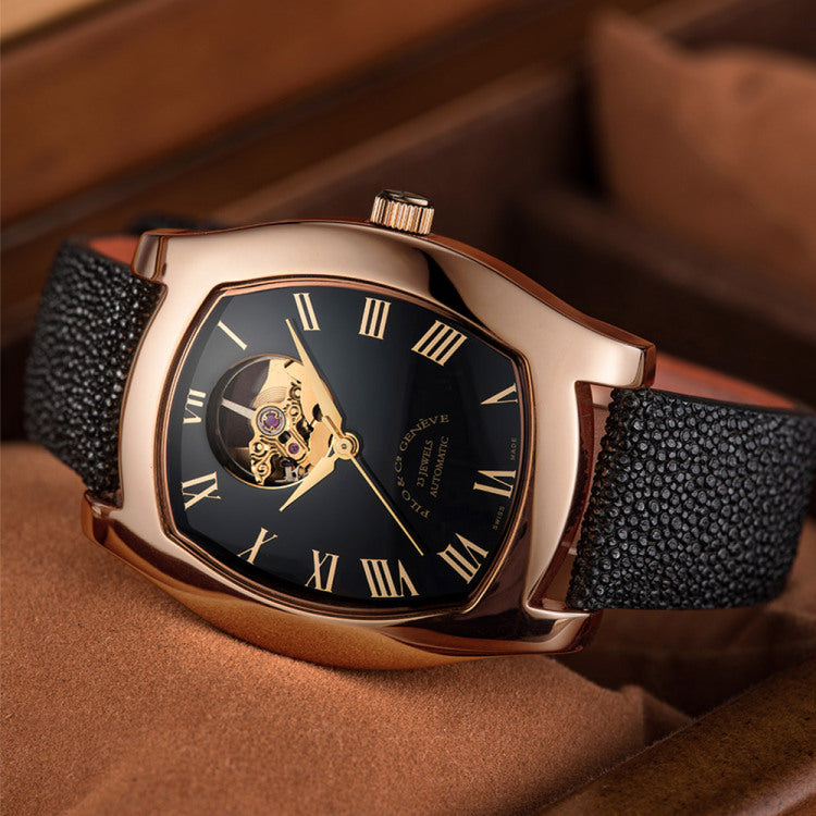 Elegant Automatic Watch for Women with Ceramic Open Heart Dial
