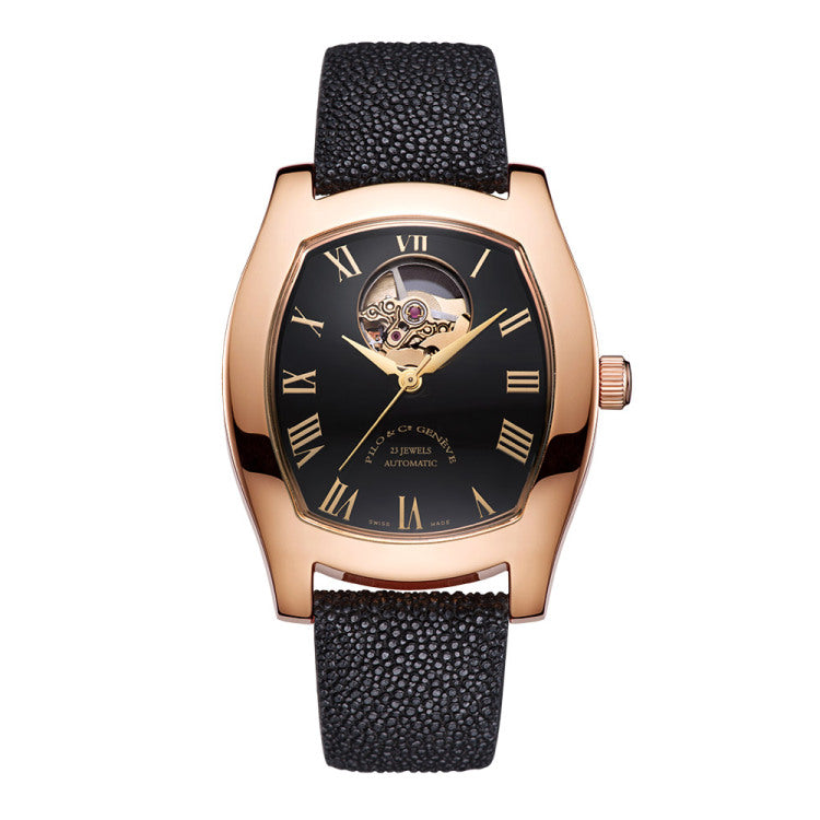 Elegant Automatic Watch for Women with Ceramic Open Heart Dial