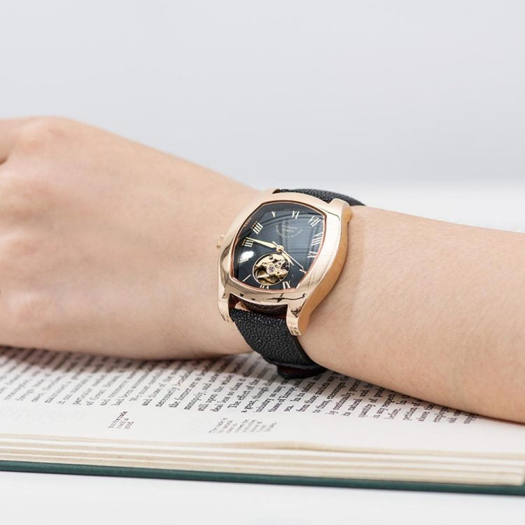 Elegant Automatic Watch for Women with Ceramic Open Heart Dial