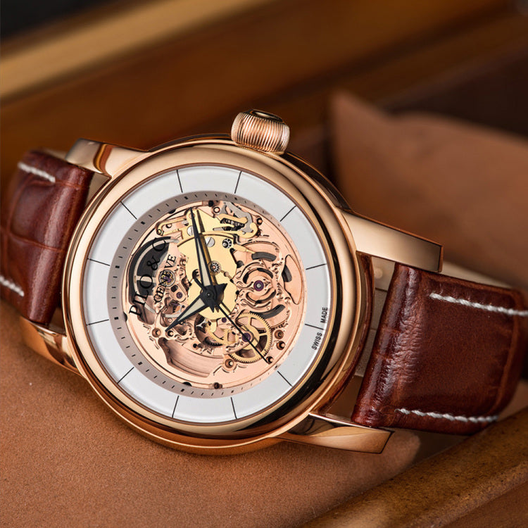 Tempo P0518HAGR watch with white skeleton dial and gold PVD case