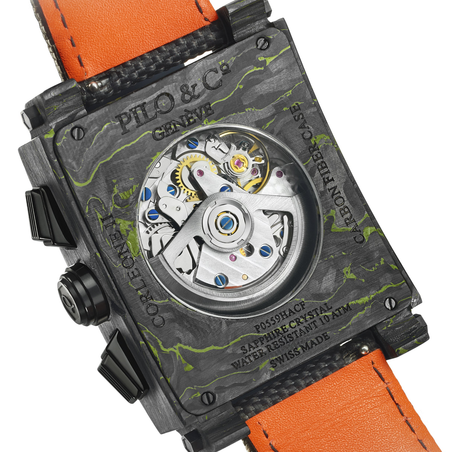 beveled glass carbon fiber meteorite watch