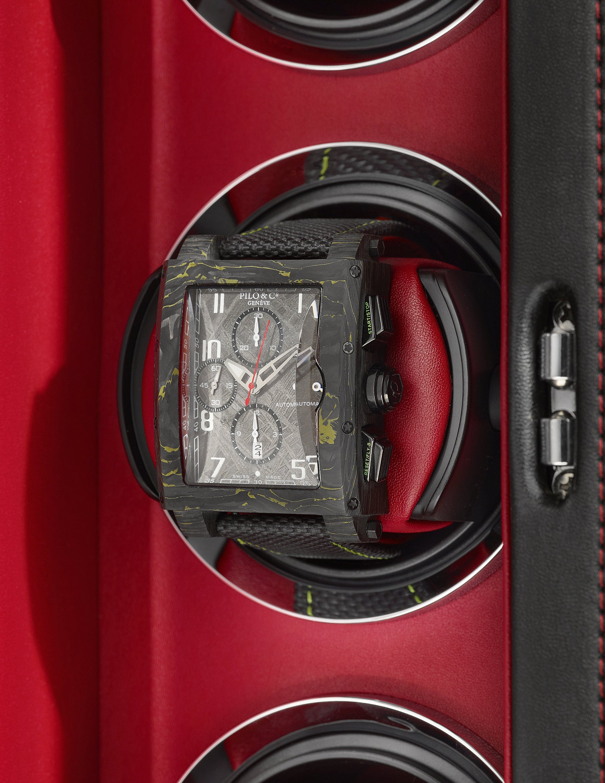 beveled glass carbon fiber meteorite watch