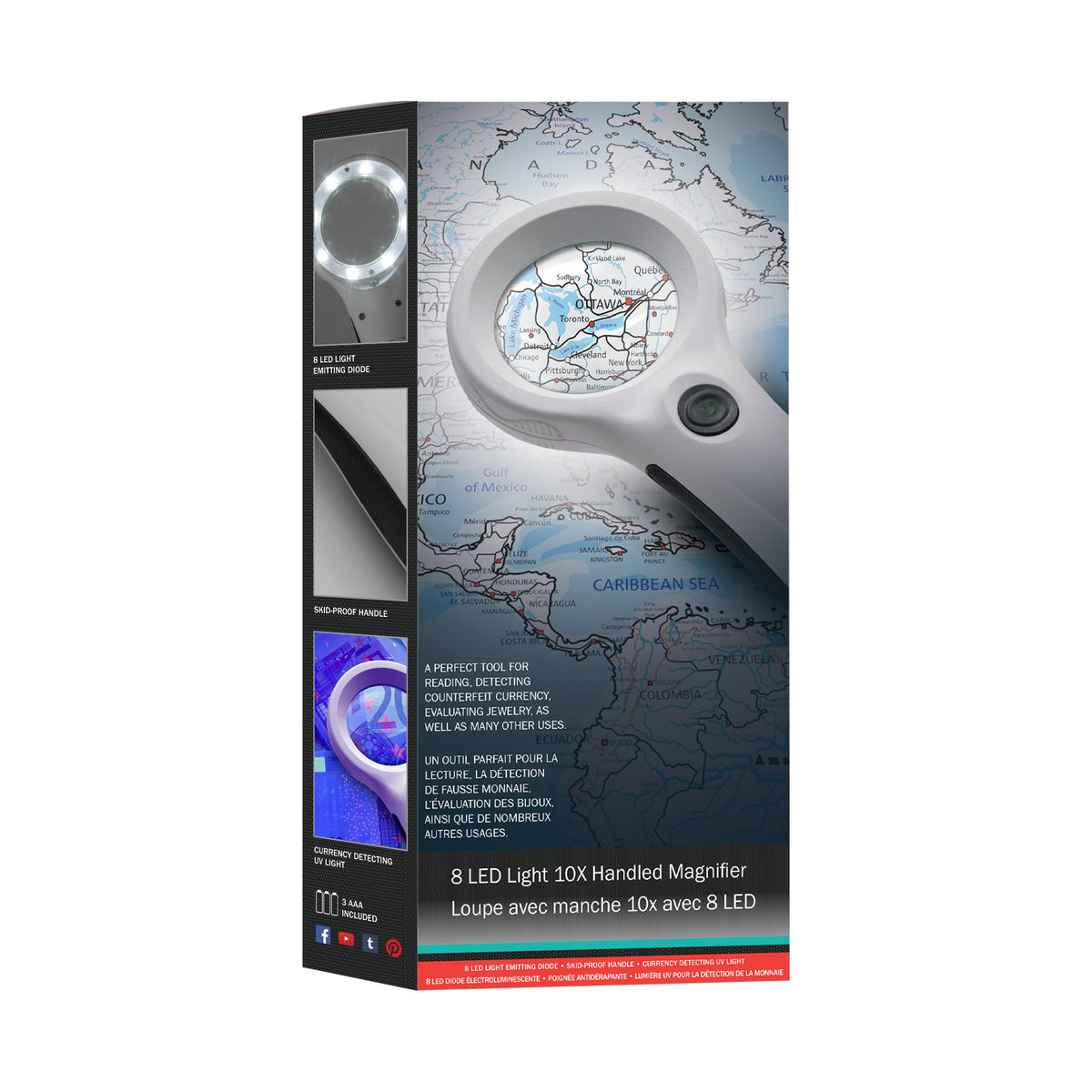 Magnifying Glass with Cyclops, LED, & Black Light - Banks, Schools, Hospitals & Government Agencies - marathonwatch