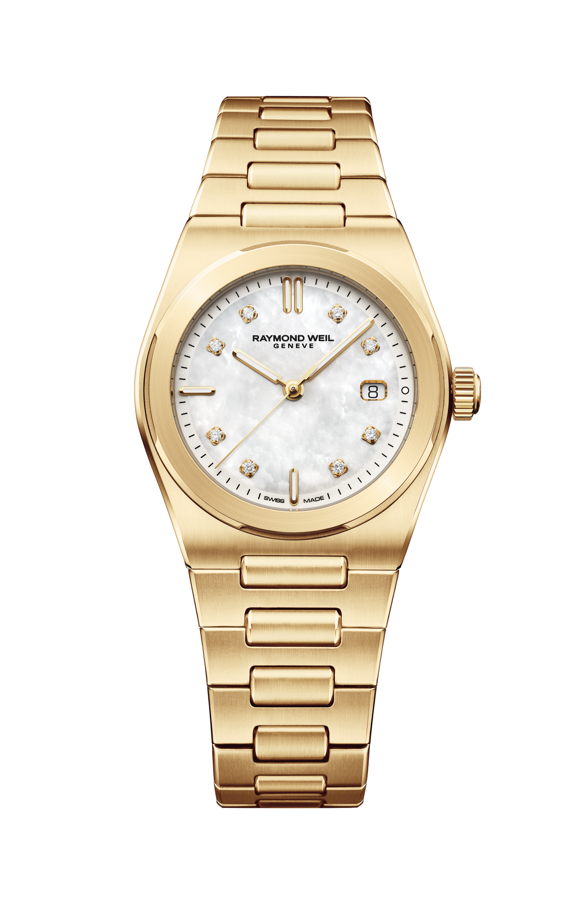 Raymond Weil A.R.T. Mother-of-pearl Dial Integrated Bracelet Stainless Steel With Yellow Gold PVD Quartz 1250-P-97081