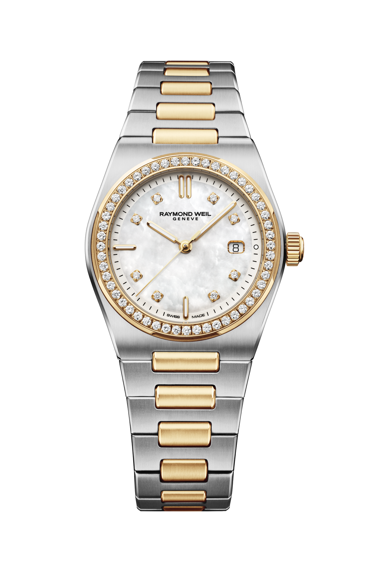 Raymond Weil A.R.T. Mother-of-pearl Dial Diamond-Set Bezel Integrated Two-tone Bracelet Quartz 1250-SPS-97081