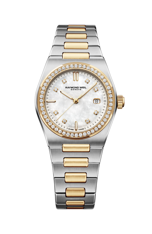 Raymond Weil A.R.T. Mother-of-pearl Dial Diamond-Set Bezel Integrated Two-tone Bracelet Quartz 1250-SPS-97081