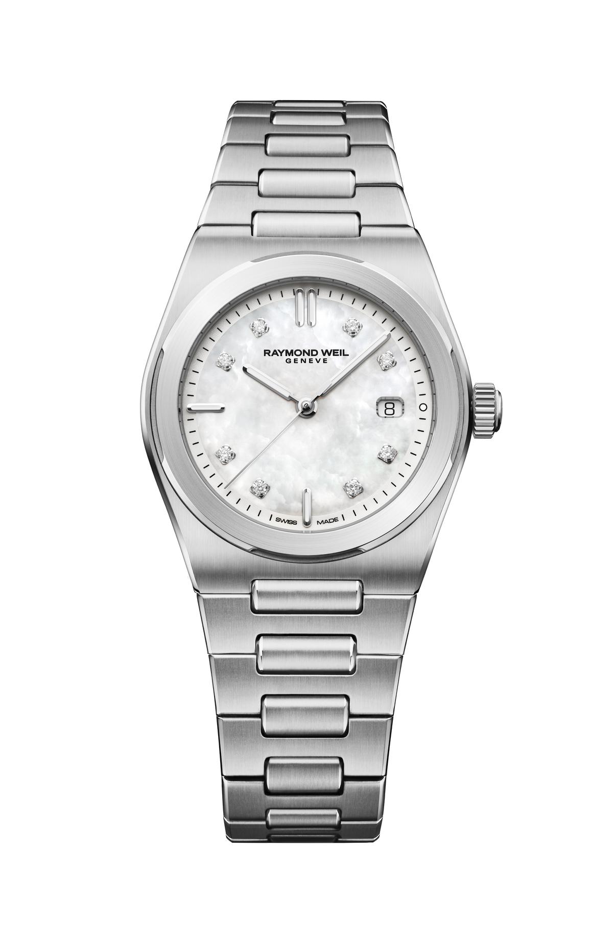 Raymond Weil A.R.T. Mother-of-pearl Dial Integrated Stainless Steel Bracelet Quartz 1250-ST-97081