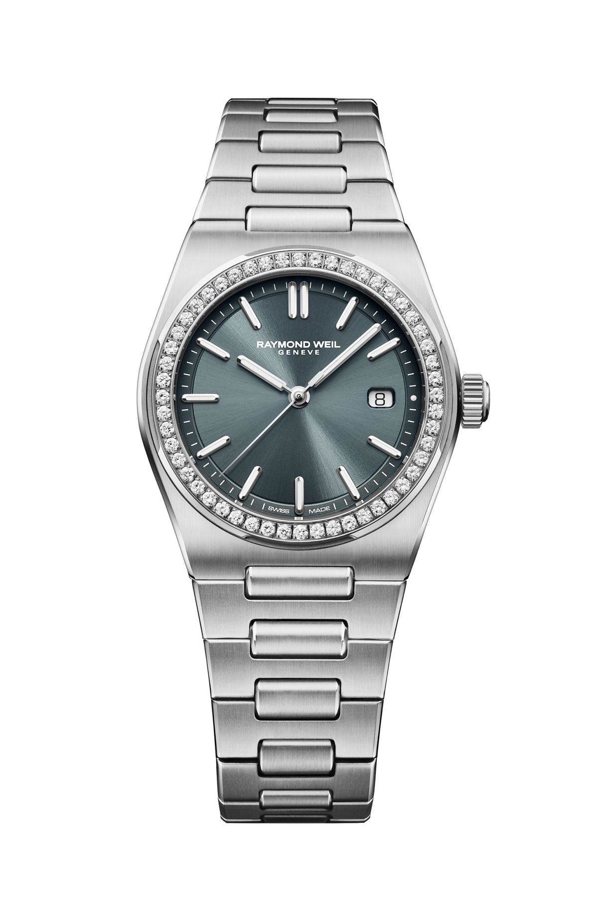 Raymond Weil A.R.T. Charcoal Blue Dial Diamond-Set Bezel Integrated Bracelet Quartz 1250-STS-56001