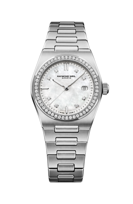 Raymond Weil A.R.T. Mother-of-pearl Dial Diamond-Set Bezel Integrated Stainless Steel Bracelet Quartz 1250-STS-97081