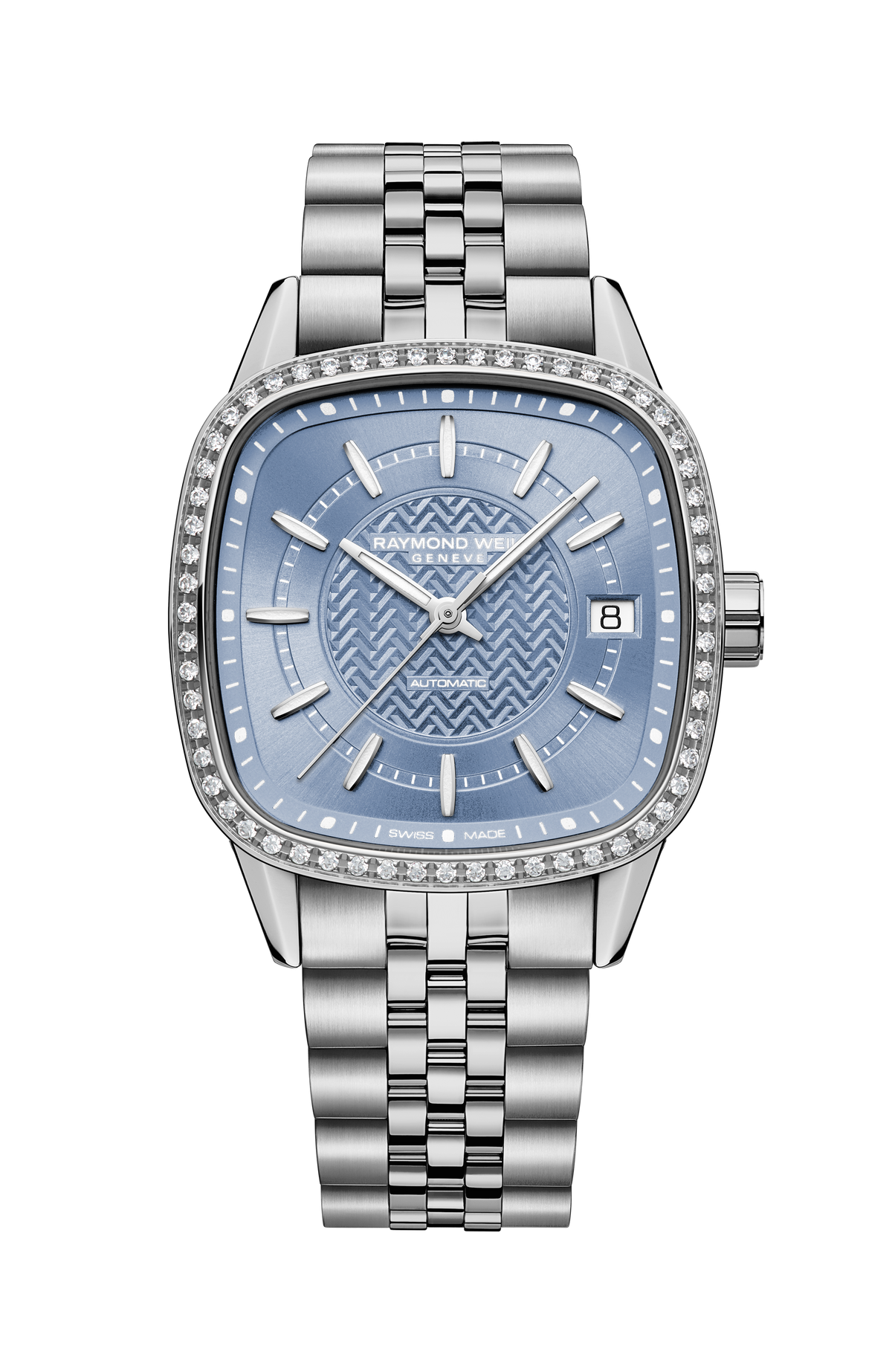 Raymond Weil Freelancer Ladies Automatic Ice Blue Dial Bracelet Cushion Shape 2490-STS-50061