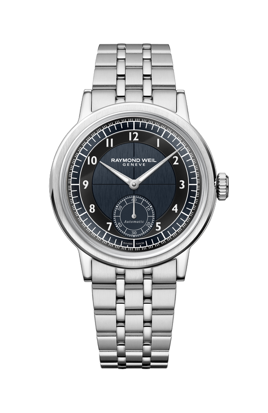 Raymond Weil Millesime Men's Automatic Small Seconds Tuxedo Midnight Blue and Black Dial Bracelet 2930-ST-05502