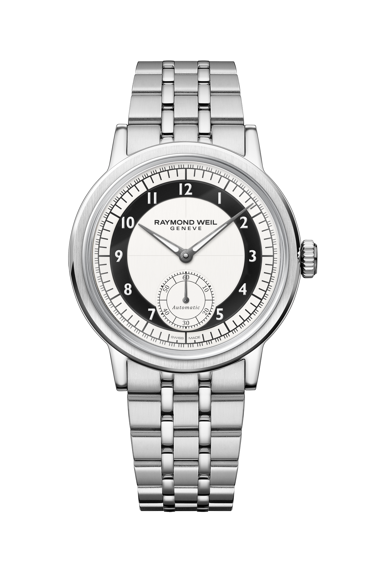 Raymond Weil Millesime Men's Automatic Small Seconds Tuxedo Black and White Dial Bracelet 2930-ST-05642