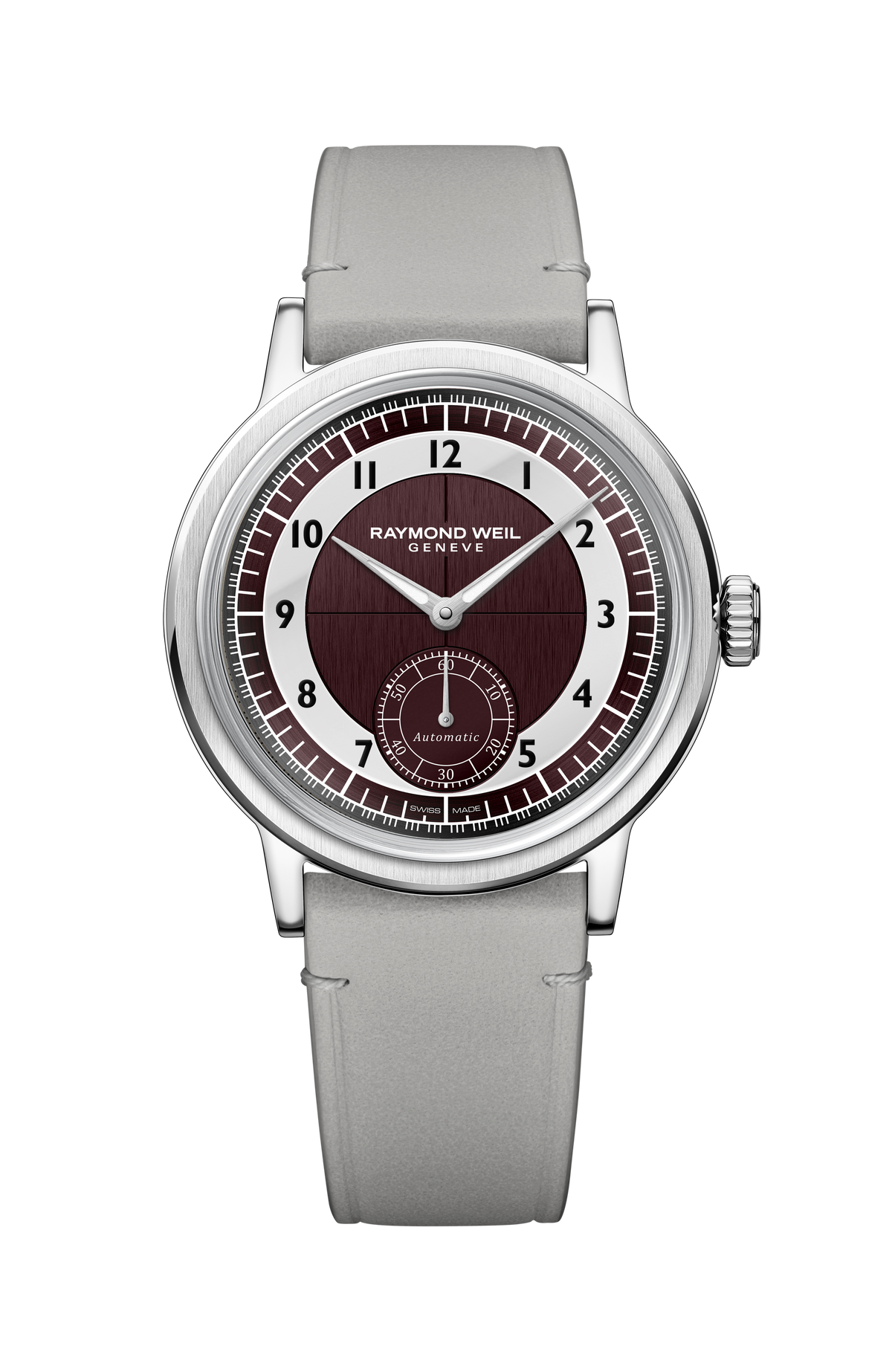 Raymond Weil Millesime Men's Automatic Small Seconds Tuxedo Burgundy and Light Grey Dial 2930-STC-05450
