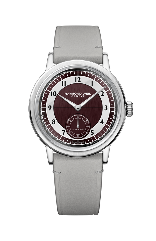 Raymond Weil Millesime Men's Automatic Small Seconds Tuxedo Burgundy and Light Grey Dial 2930-STC-05450