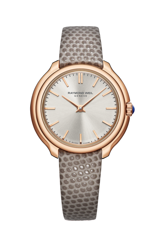 Raymond Weil Toccata Ladies Heritage Rose Gold PVD Silver Dial Leather Quartz 5250-PC5-64001