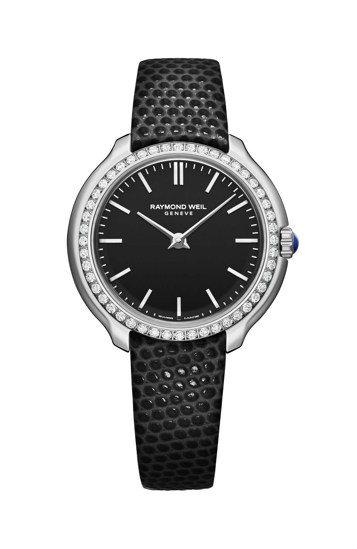 Raymond Weil Toccata Ladies Heritage Diamond Black Dial Leather Quartz 5250-SCS-20001