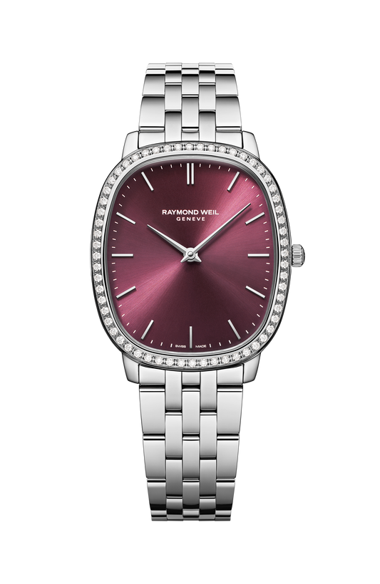 Raymond Weil Toccata Heritage Red Grape Dial Quartz Diamonds Bracelet 5280-STS-45001