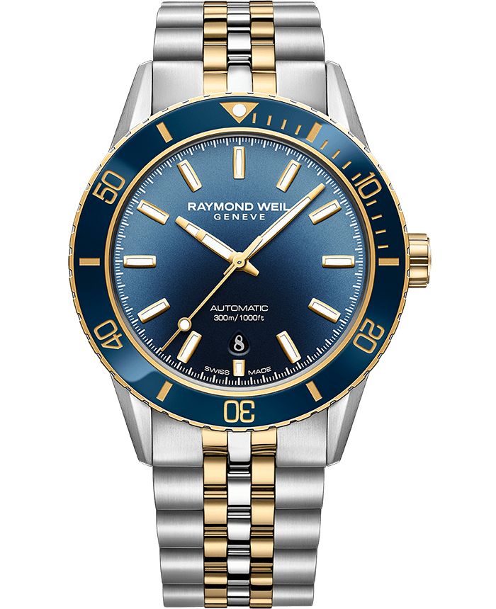 Raymond Weil Freelancer Diver Men's Two-Tone Gradient Blue Dial Bracelet Watch, 42.5 mm (2775-SP3-50052)