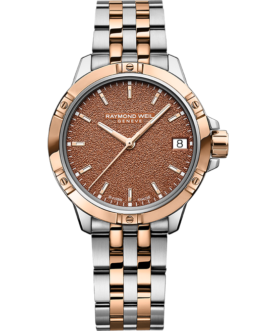 Raymond Weil Tango Men's Quartz Terracotta Frosted Dial Two-Tone Bracelet Watch, 30mm (5960-SP5-70061)