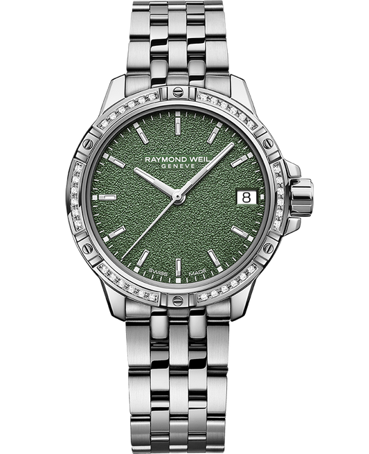 Raymond Weil Tango Men's Quartz Diamond Green Frosted Dial Bracelet Watch, 30mm (5960-STS-52061)