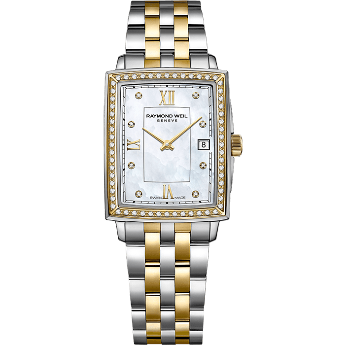 Raymond Weil Toccata Ladies Diamond Quartz Two-tone Mother of Pearl Dial Two-tone Stainless Steel Watch, 22.6 x 28.1 mm (5925-SPS-00995)