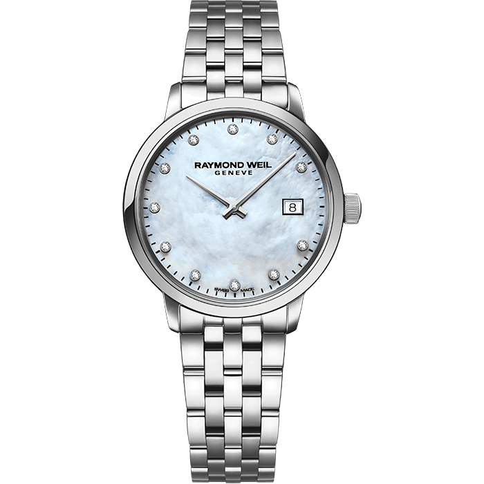 Raymond Weil Toccata Ladies White Mother-of-Pearl Diamond Quartz Watch, 29mm (5985-ST-97081)