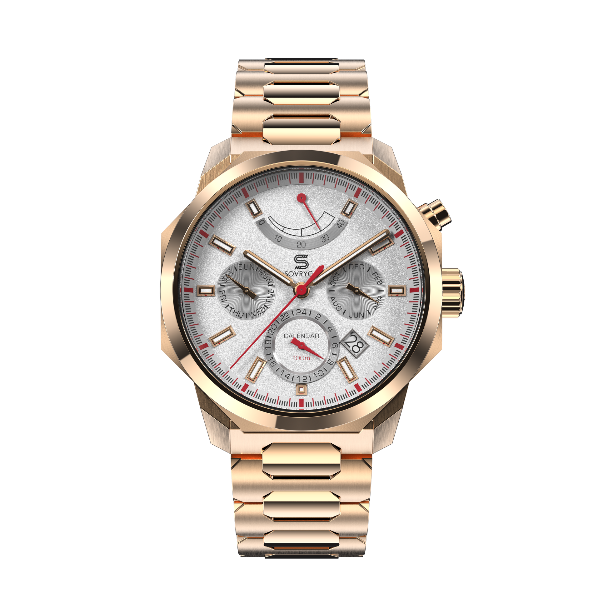 SOVRYGN Calendar Rose white wristwatch for men