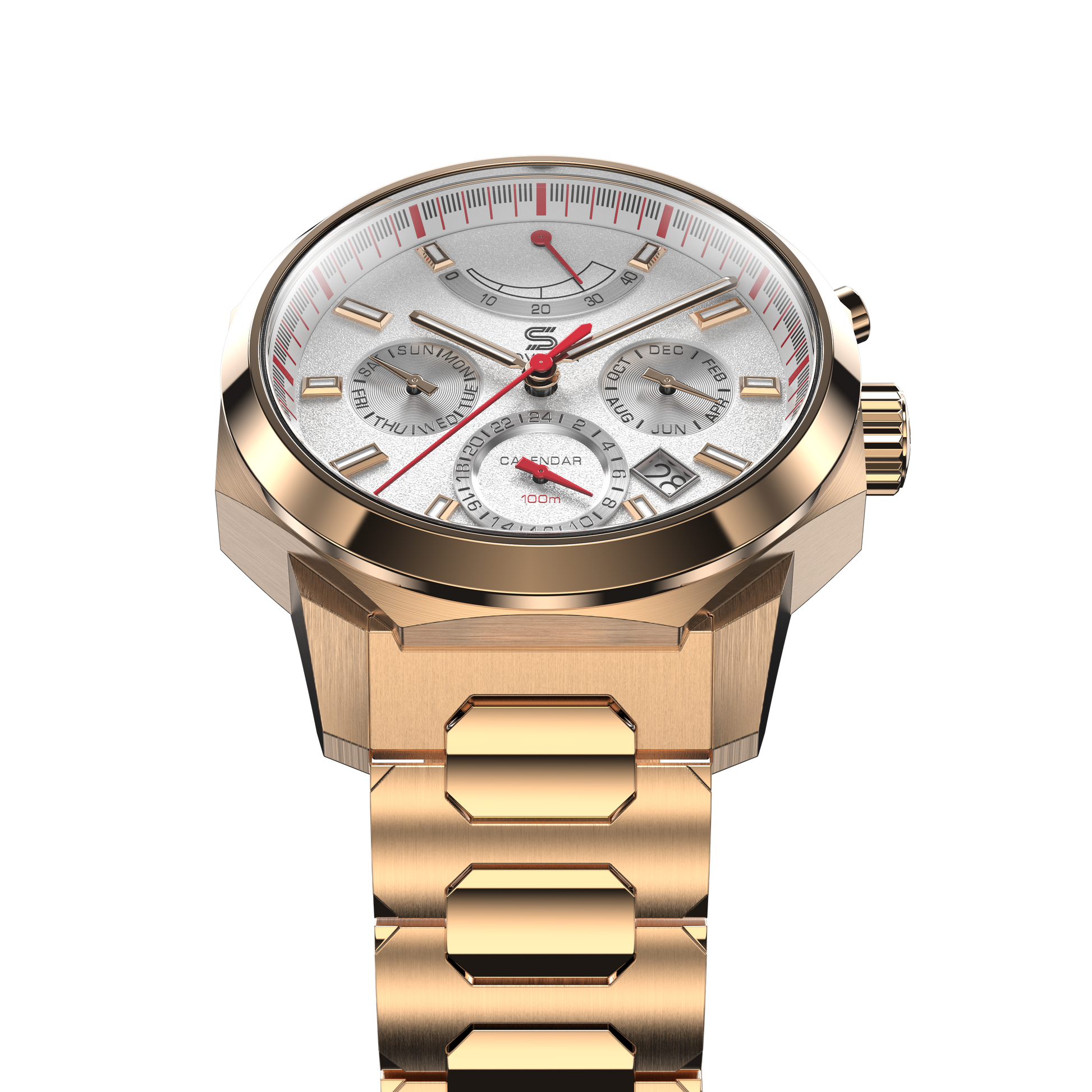 SOVRYGN Calendar Rose white wristwatch for men