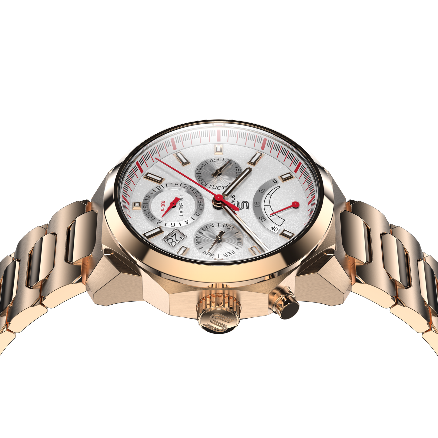 SOVRYGN Calendar Rose white wristwatch for men