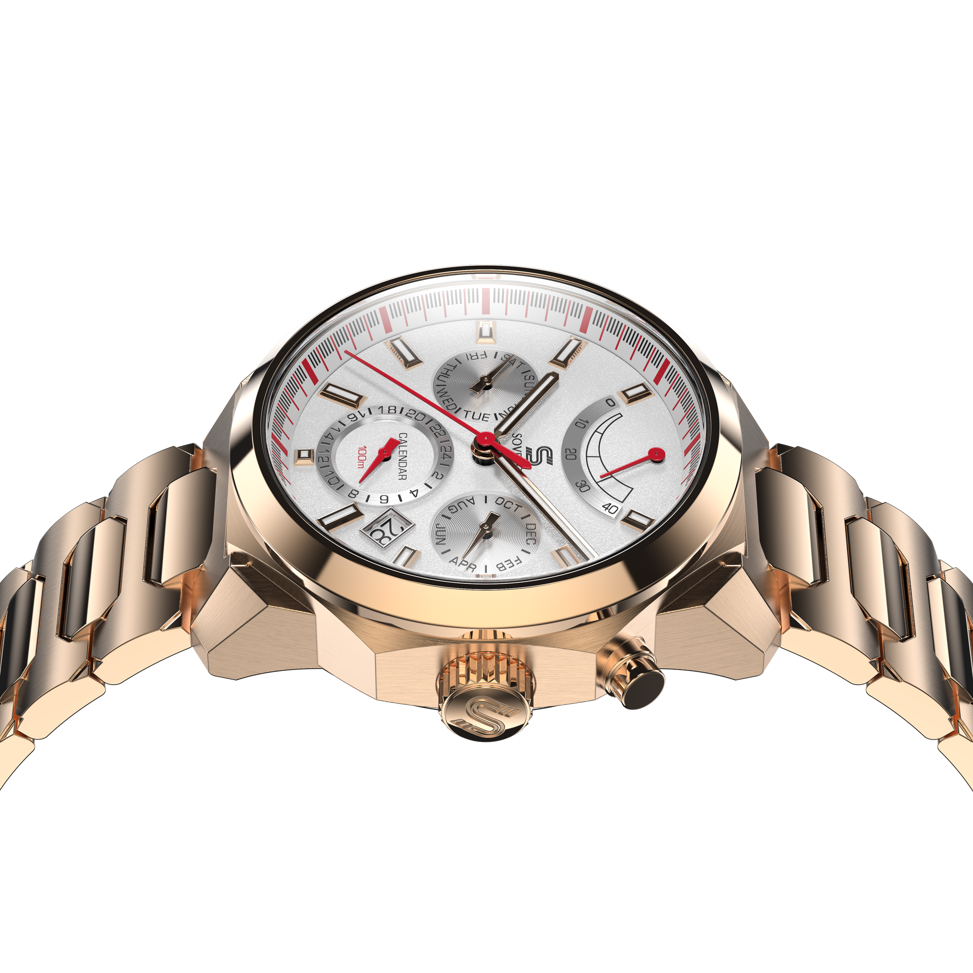 SOVRYGN Calendar Rose white wristwatch for men