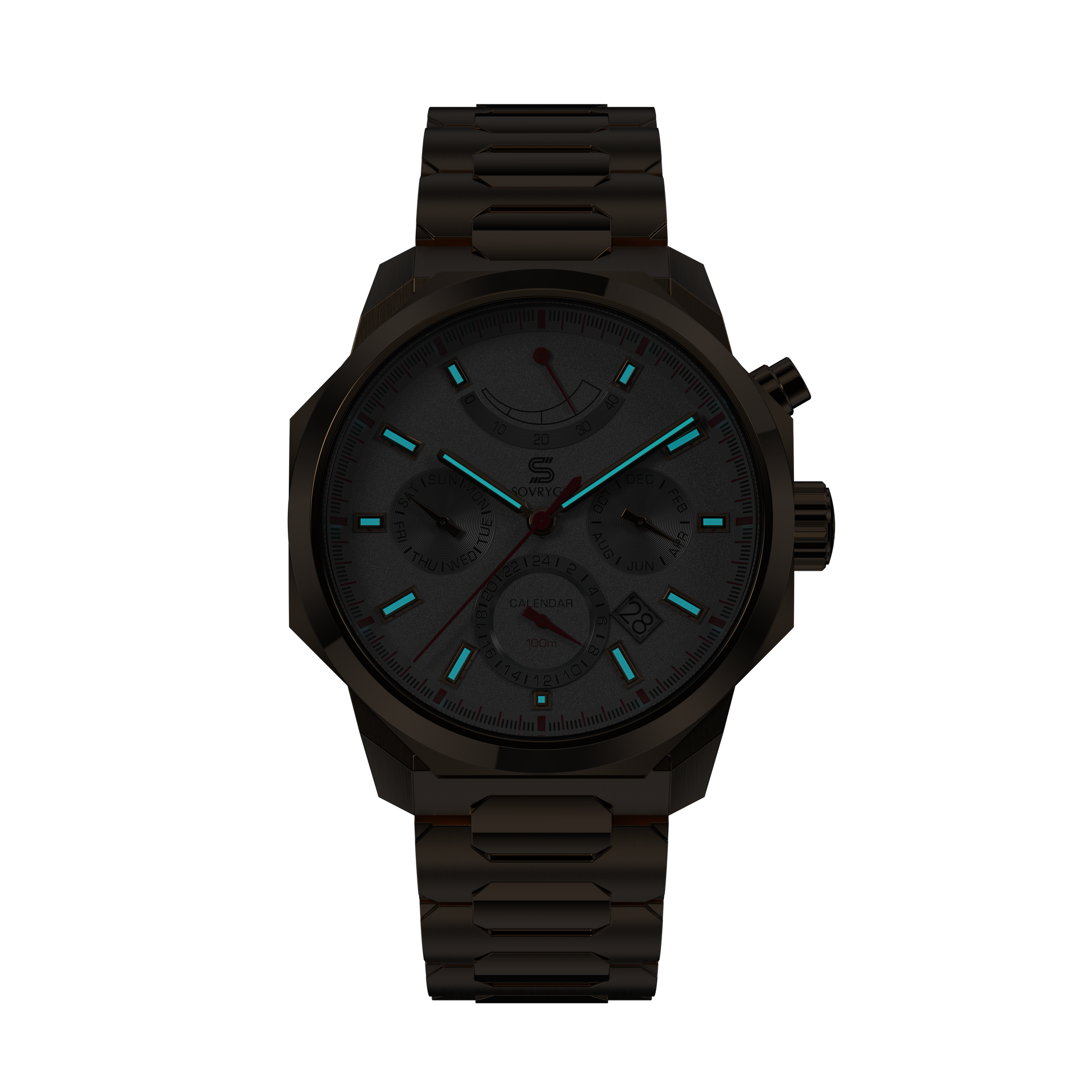 SOVRYGN Calendar Rose white wristwatch for men