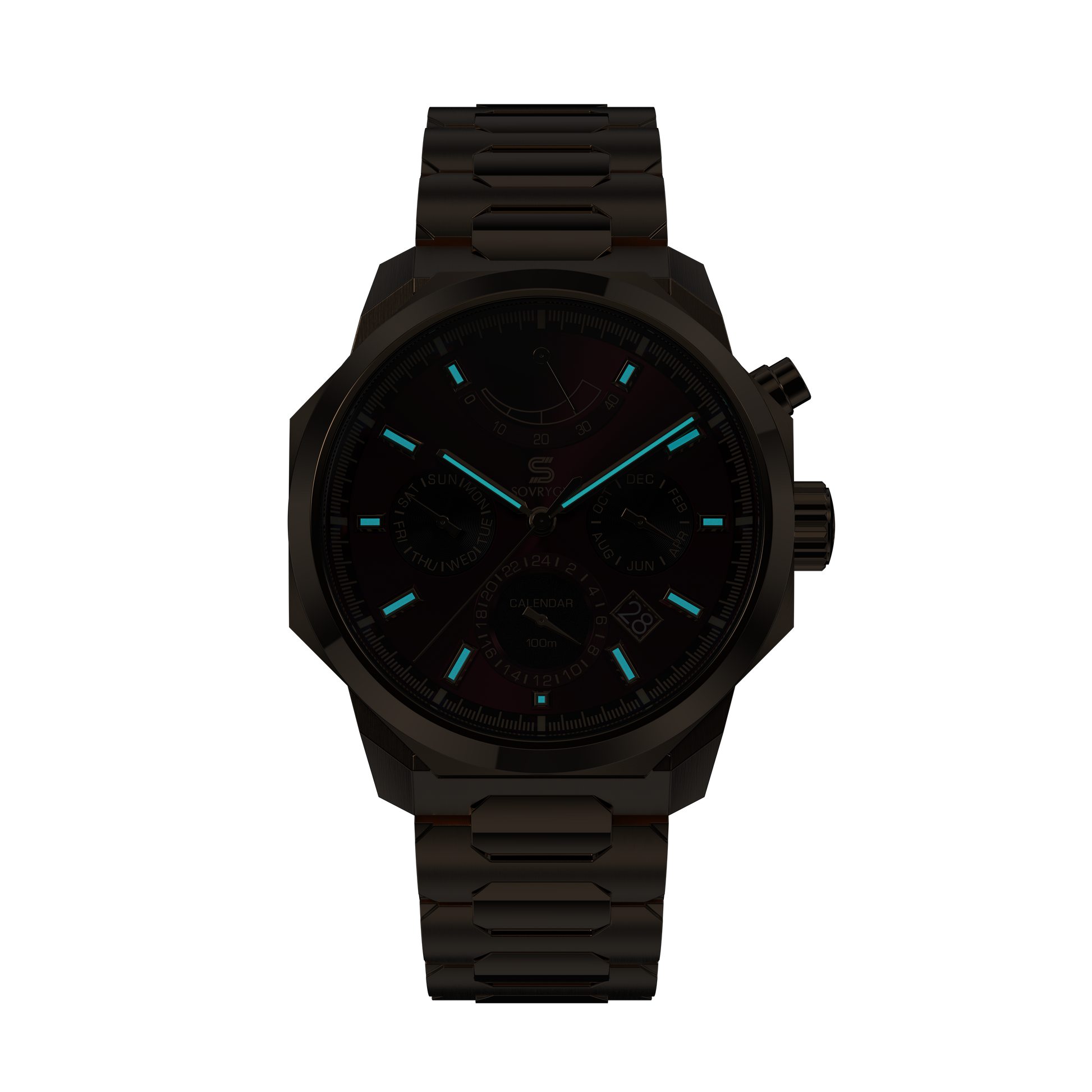 SOVRYGN Calendar Rose wine wristwatch for men