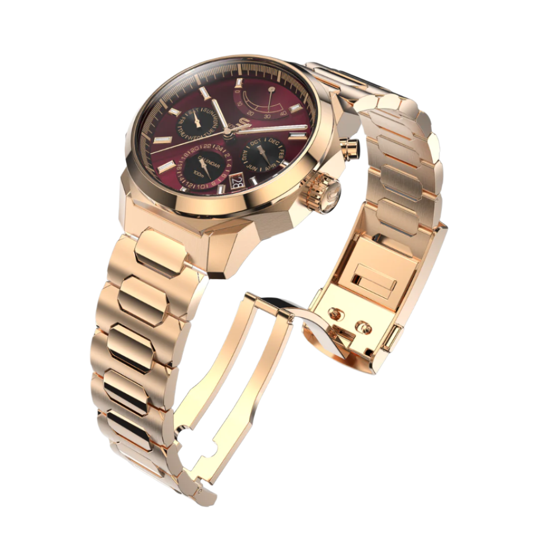 SOVRYGN Calendar Rose wine wristwatch for men
