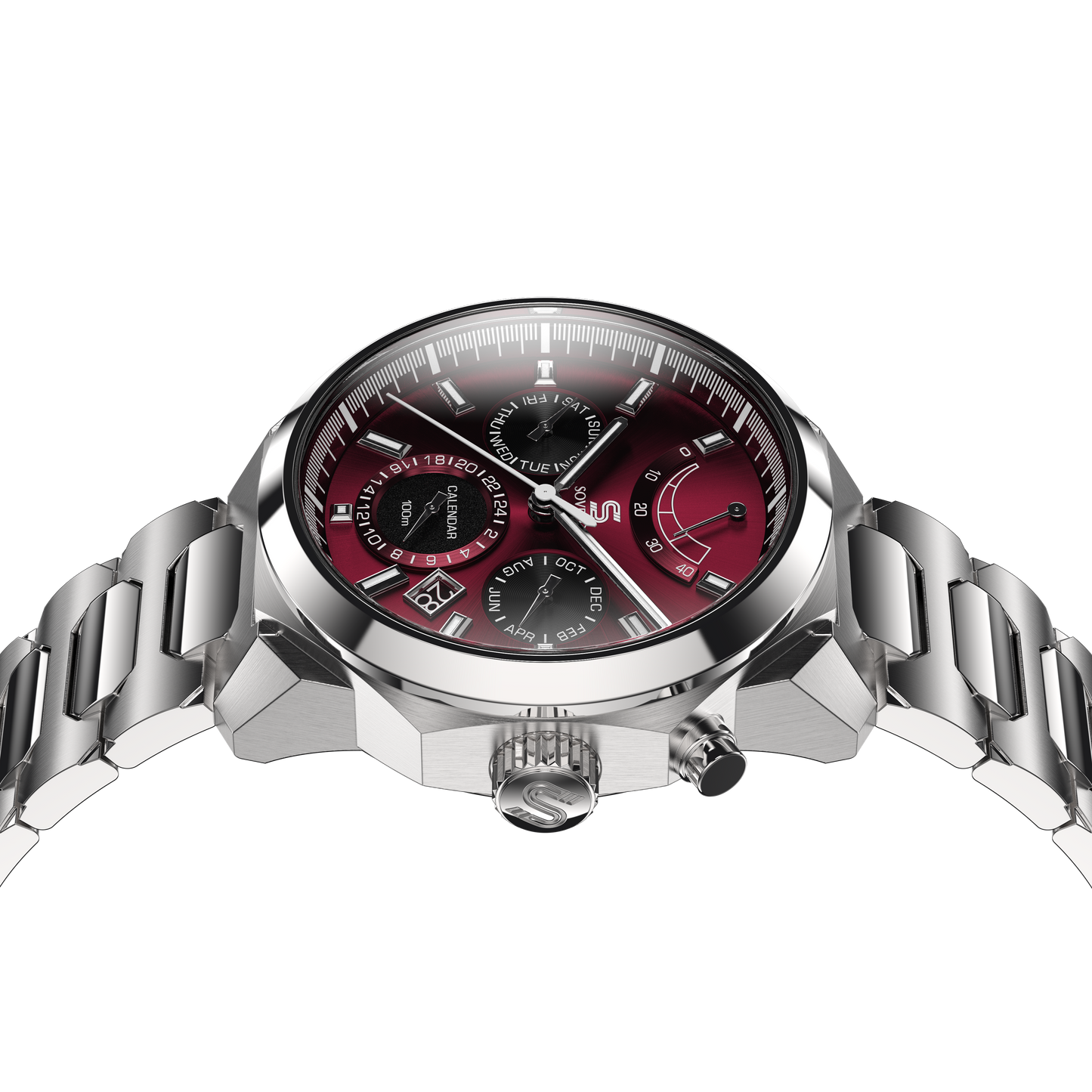 SOVRYGN Calendar Steel wine wristwatch for men