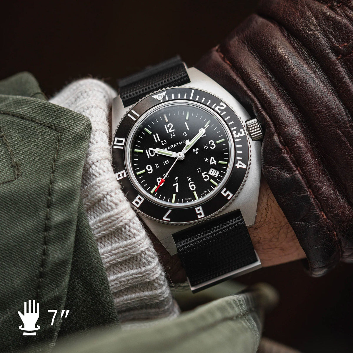 Marathon 41mm Steel Navigator w/ Date (SSNAV-D) on Nylon DEFSTAN