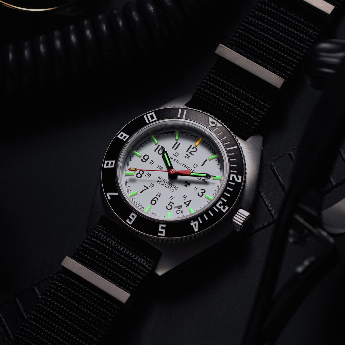 Marathon 41mm Arctic Steel Navigator w/ Date Automatic (Arctic SSNAV-D Auto) on Nylon DEFSTAN