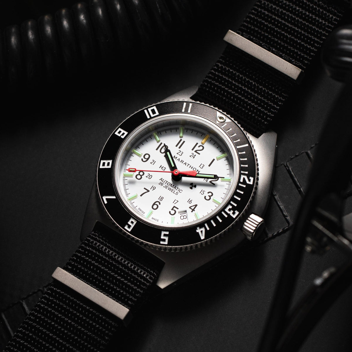 Marathon 41mm Arctic Steel Navigator w/ Date Automatic (Arctic SSNAV-D Auto) on Nylon DEFSTAN